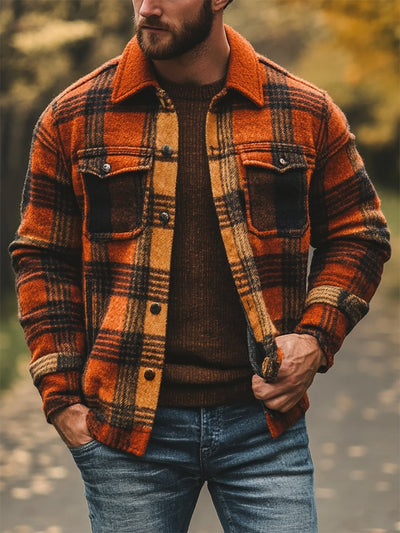 Anton® | Herren Freizeit Karo Langarm Hemd Jacke