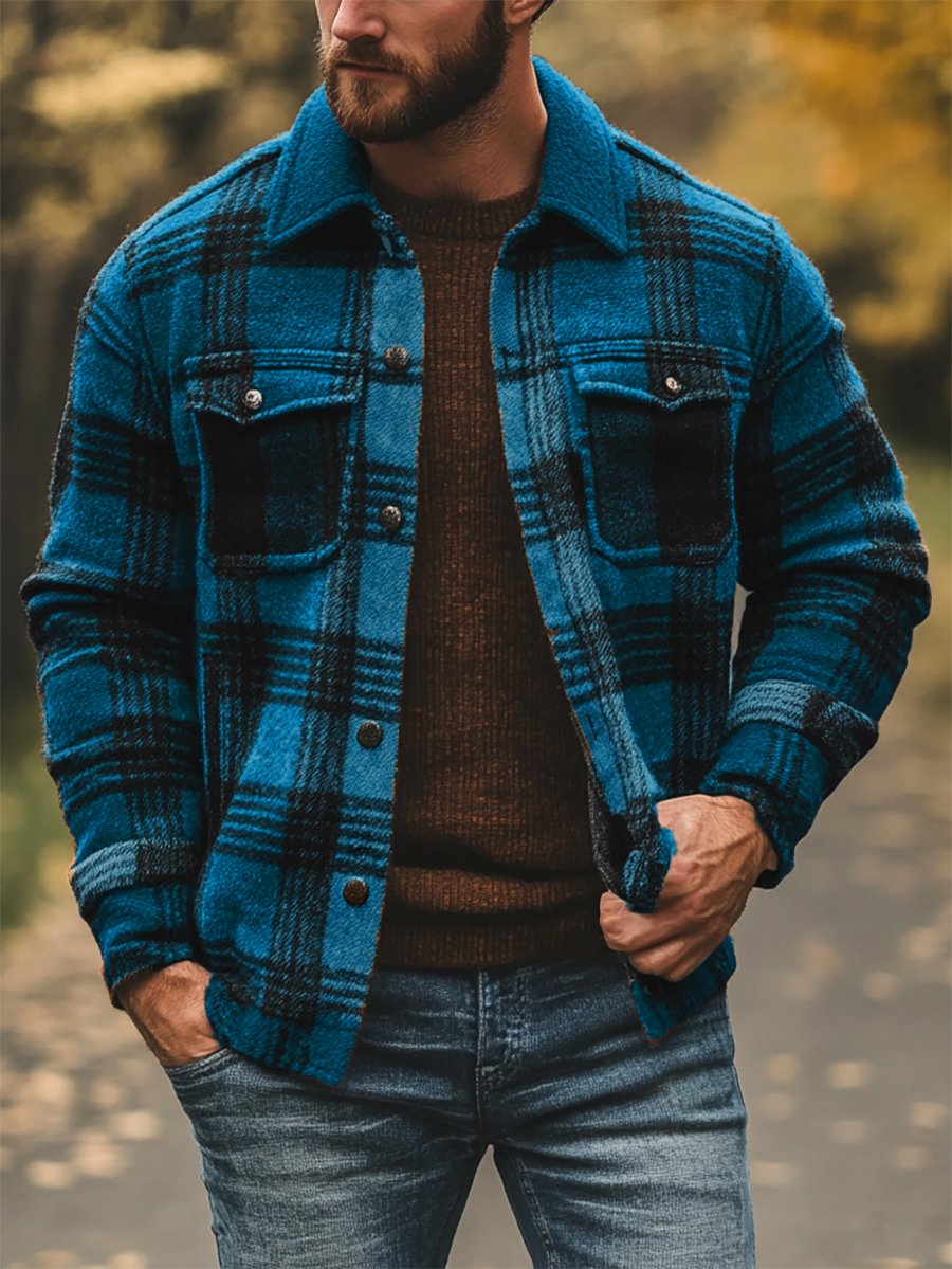 Anton® | Herren Freizeit Karo Langarm Hemd Jacke