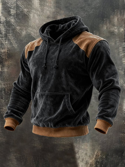 Arno® | Herren Retro Samt Kontrast Kapuzen Sweatshirt Set