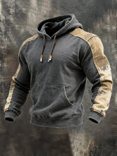 Bernhard® | Herren Retro Kapuzen-Sweatshirt-Anzug mit Kontrastfarben-Naht