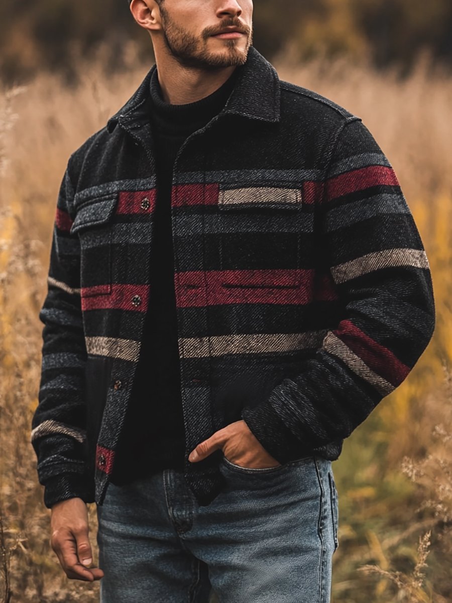 Leopold® | Herren Freizeit Streifen Langarmjacke