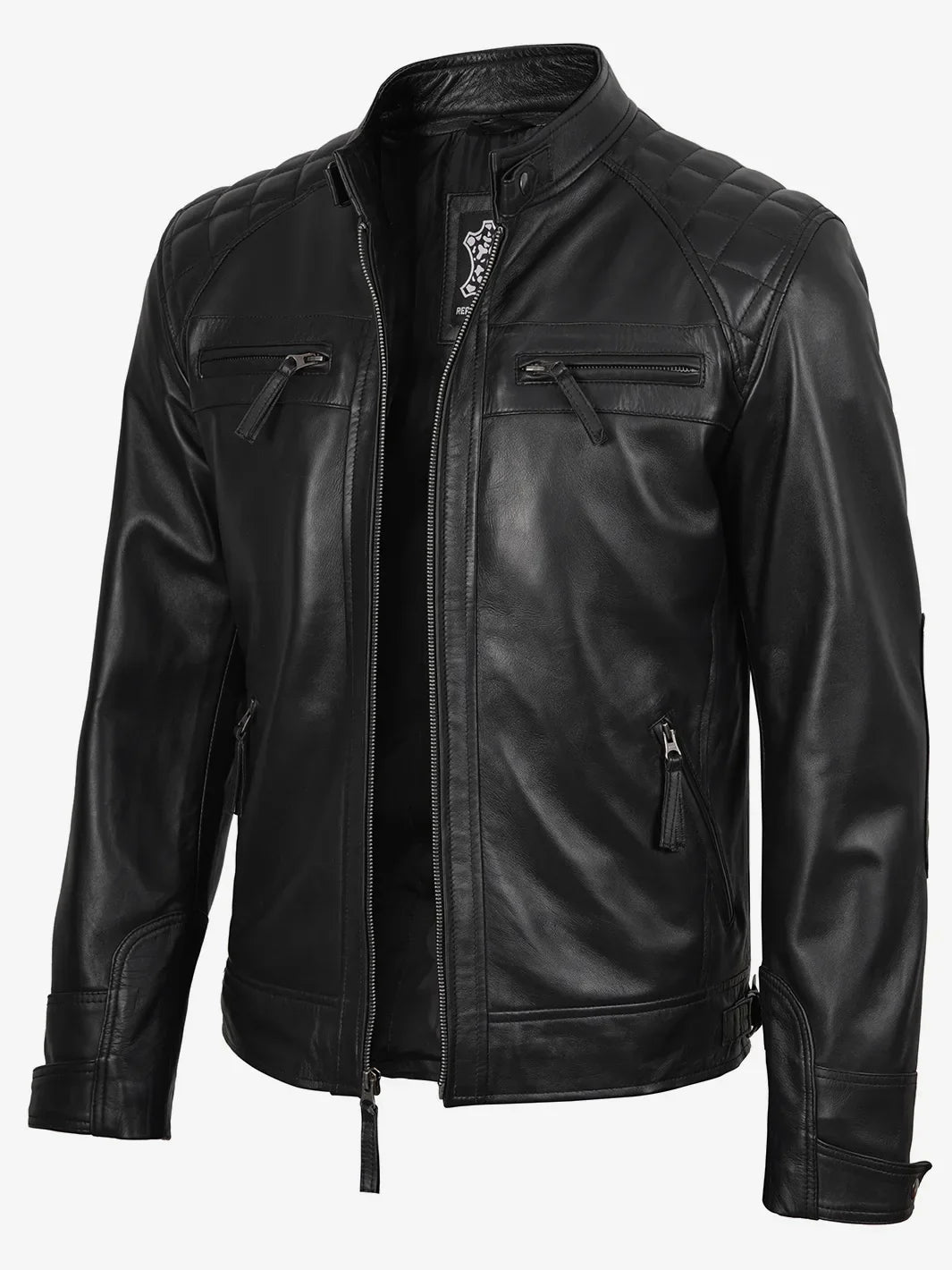 Lambert® | Herren Stepp-Bikerjacke aus schwarzem Leder