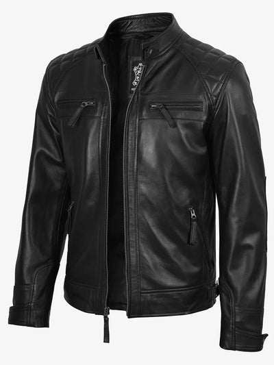 Lambert® | Herren Stepp-Bikerjacke aus schwarzem Leder