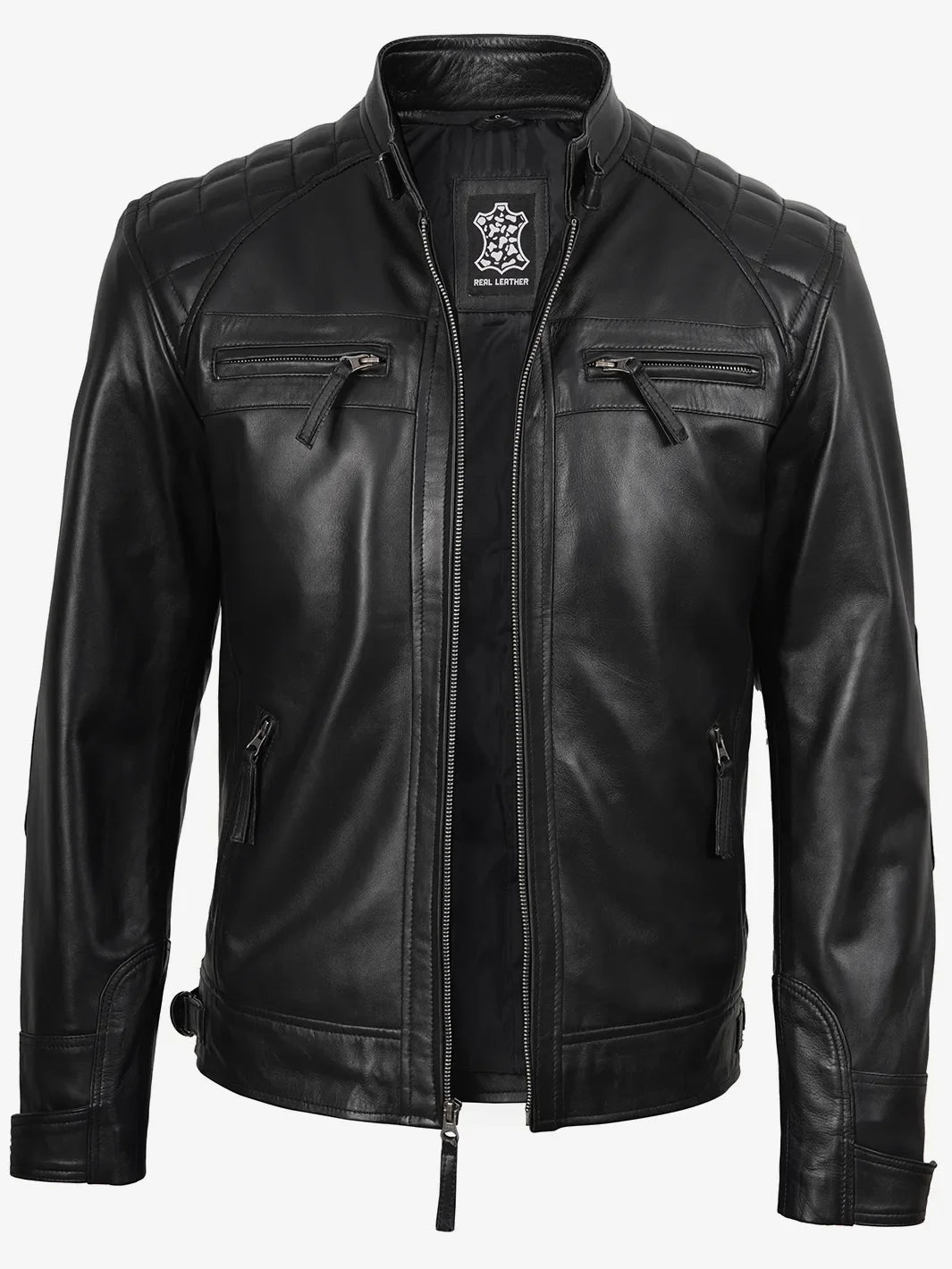 Lambert® | Herren Stepp-Bikerjacke aus schwarzem Leder
