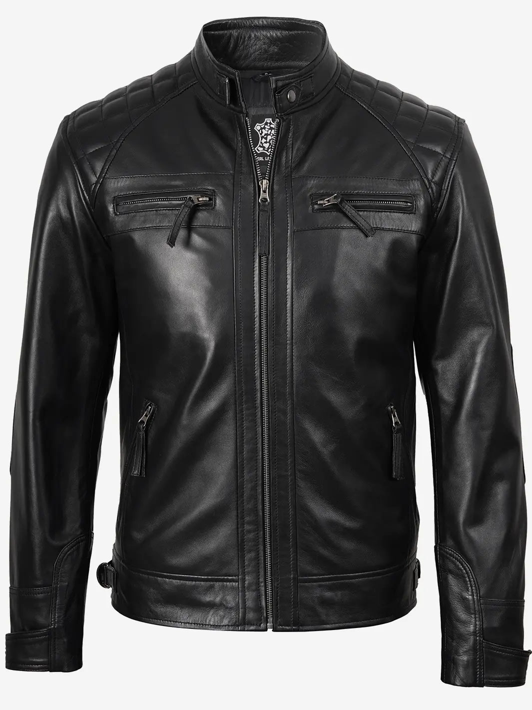 Lambert® | Herren Stepp-Bikerjacke aus schwarzem Leder
