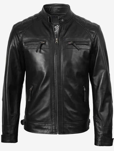 Lambert® | Herren Stepp-Bikerjacke aus schwarzem Leder