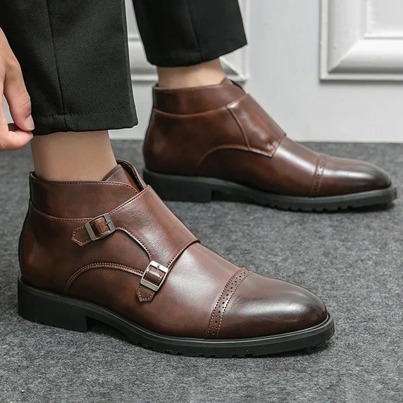 Benjamin® | Doppelschnallen-Schuhe aus synthetischem Leder, handgefertigt
