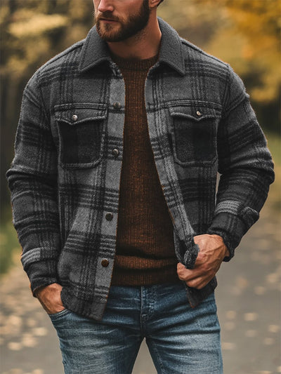 Anton® | Herren Freizeit Karo Langarm Hemd Jacke