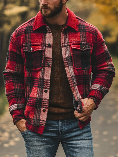 Anton® | Herren Freizeit Karo Langarm Hemd Jacke