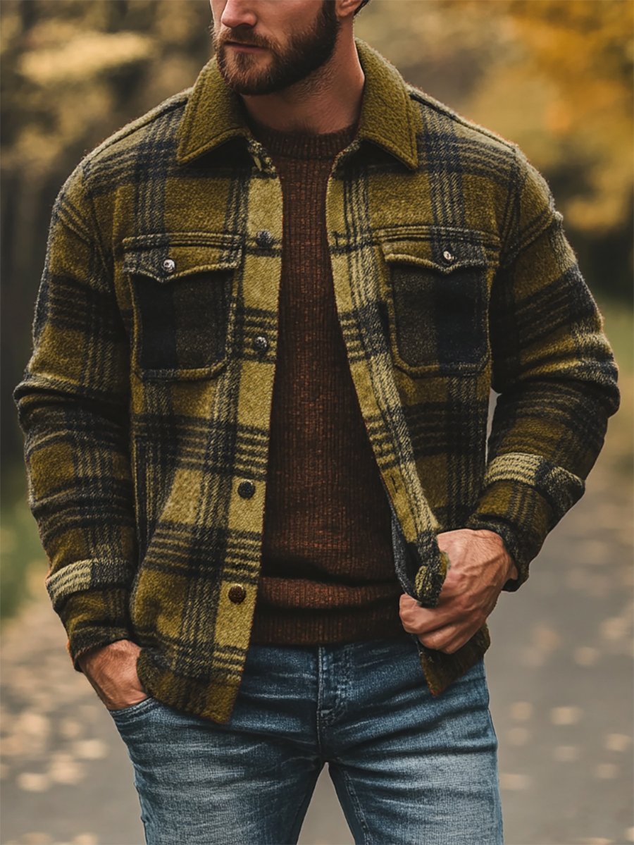 Anton® | Herren Freizeit Karo Langarm Hemd Jacke