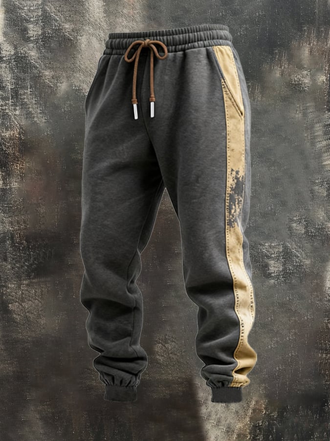 Bernhard® | Herren Retro Kapuzen-Sweatshirt-Anzug mit Kontrastfarben-Naht