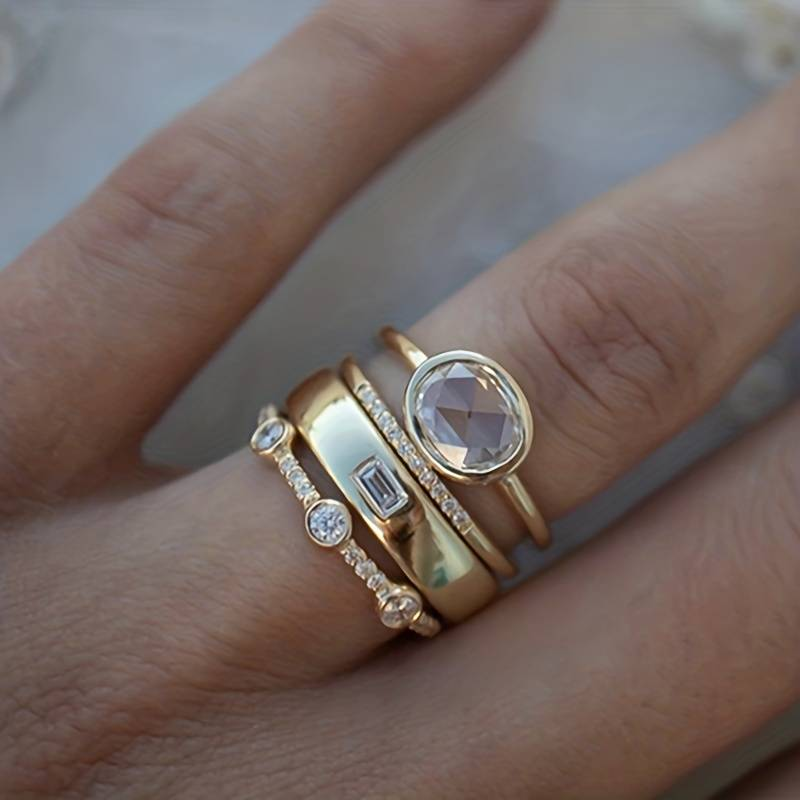 Sarah® | Vintage-Ring-Set aus Gold und Zirkonia